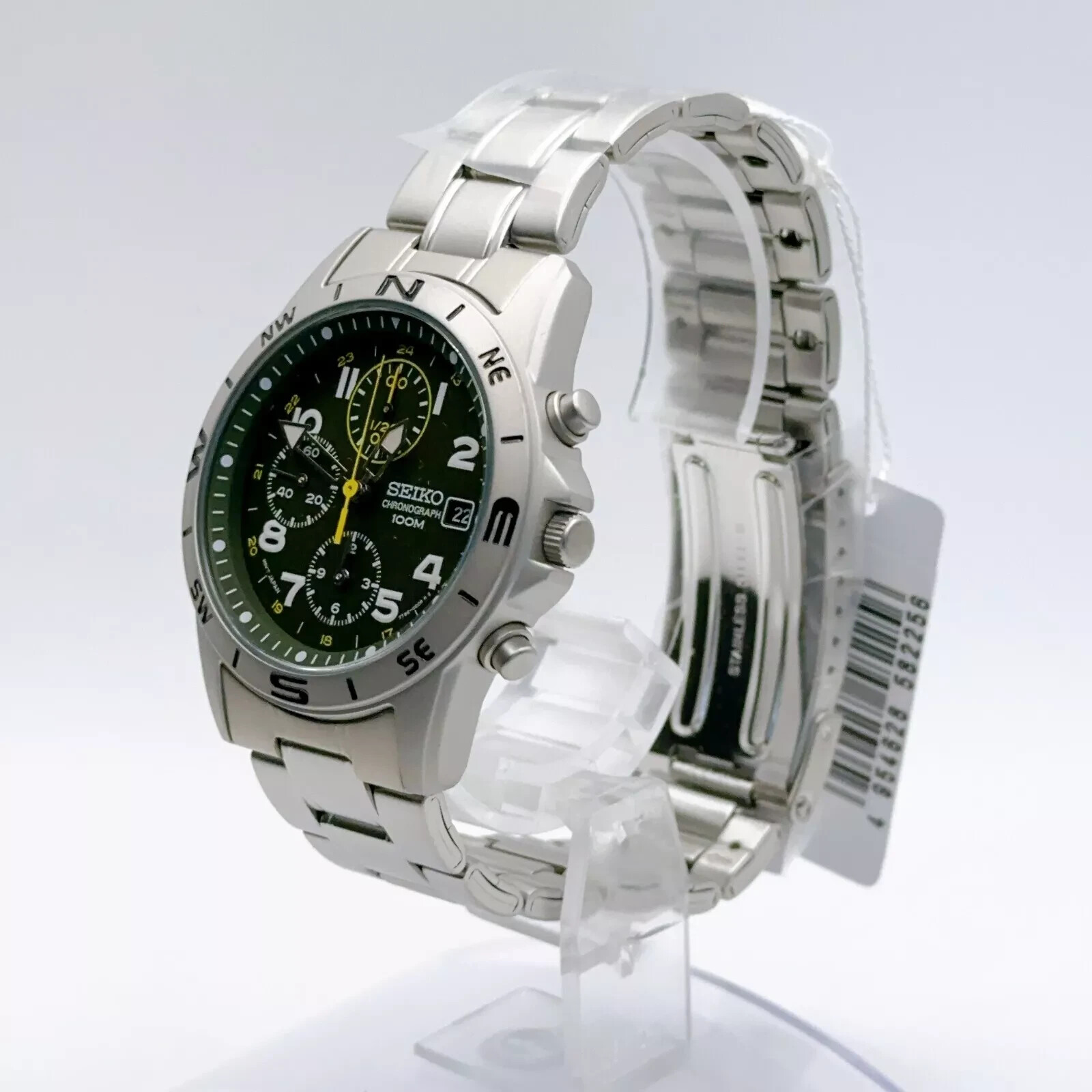 SEIKO SND377P Dark Olive Green Chronograph Men’s Watch 38mm SND377P1 114g Steel