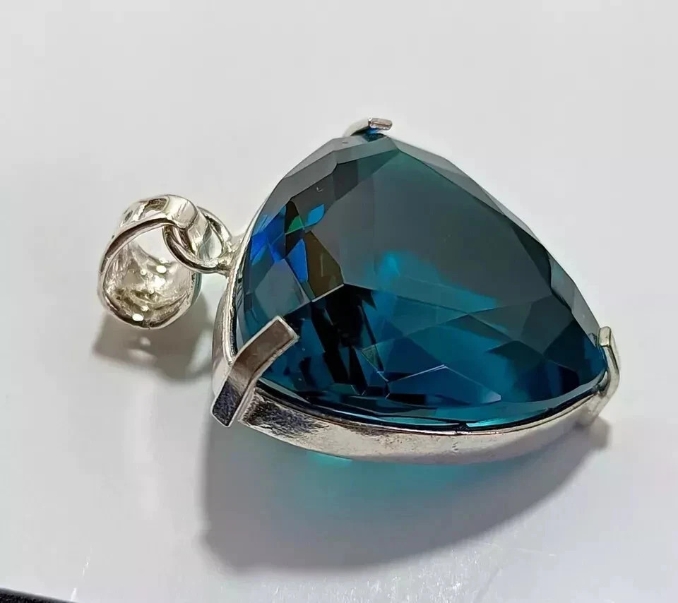 London Blue Topaz Pendant 925 Sterling Silver Pendant Gemstone Jewelry 92.57 Ct+