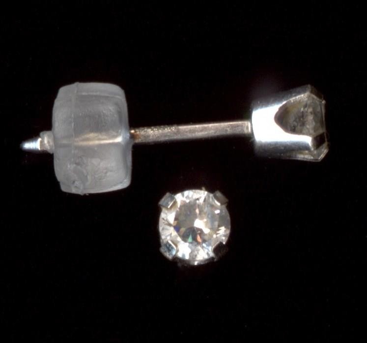 14K Solid White Gold 3mm Round Clear Crystal CZ Solitaire Stud Earrings LP