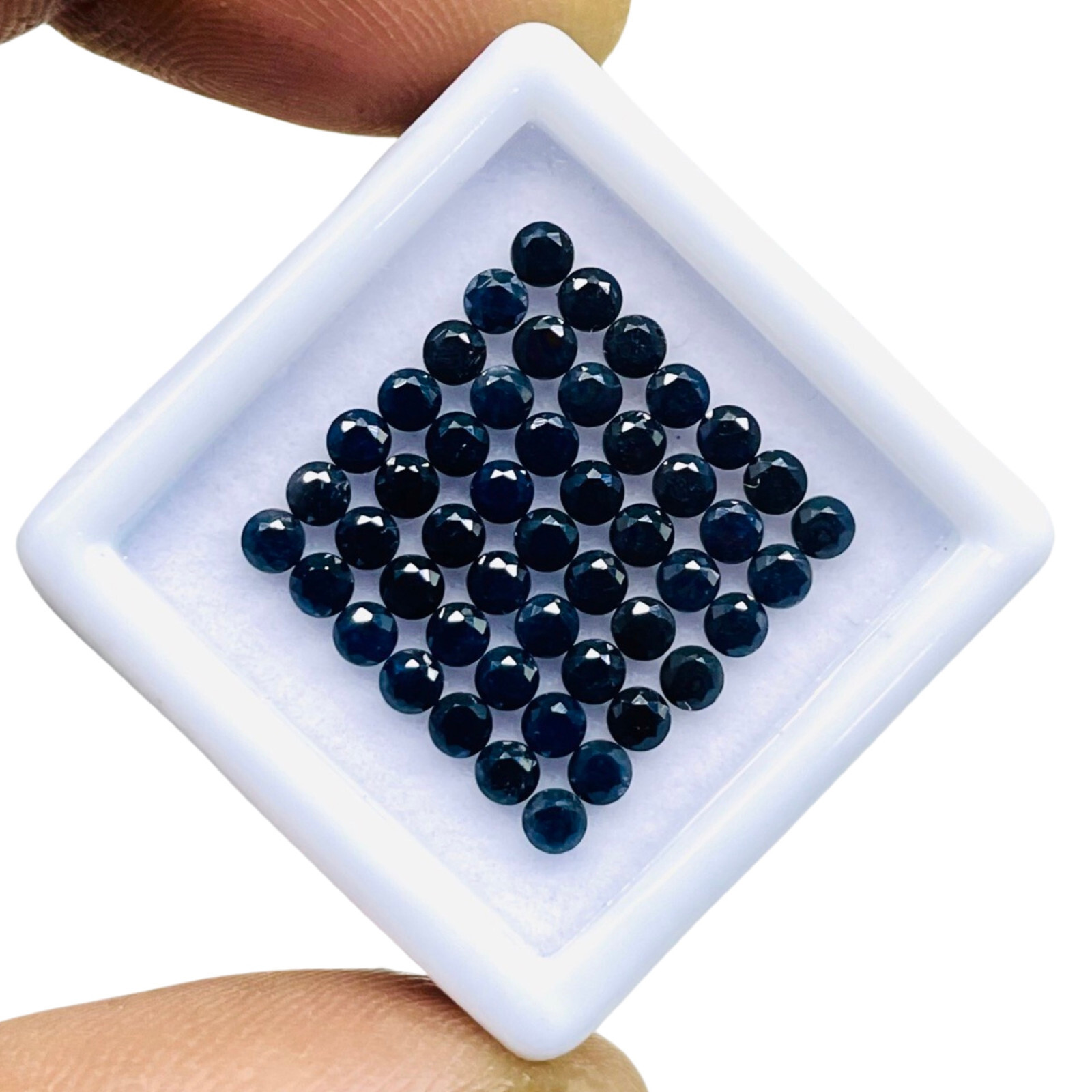 Natural Blue Sapphire 50 Pcs 2.5mm Round Diamond Cut Calibrated Loose Gemstones
