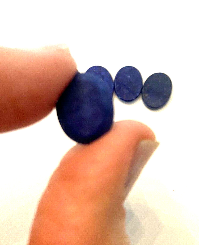 VINTAGE LOT 0F 10 PCS 14/10 MM NATURAL FLAT BLUE LAPIS LAZULI FREE SHIPPING