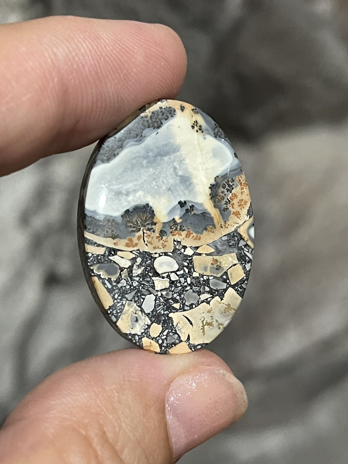 32×22.5x5mm Picture Maligano Jasper Oval Cabochon Loose Stone Wire Wrapping