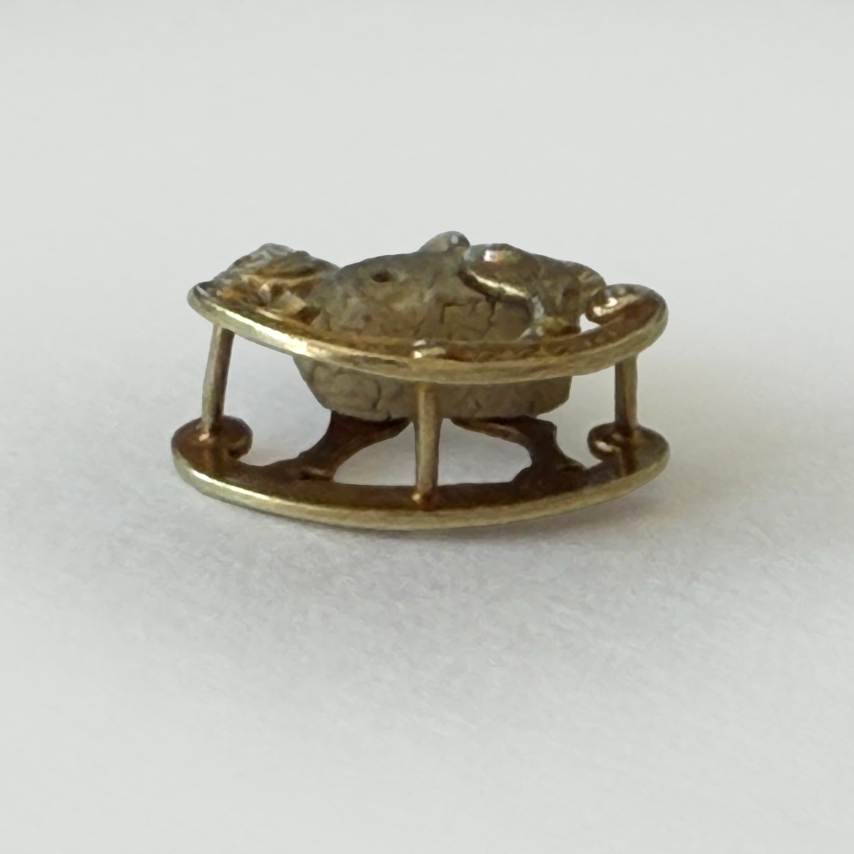 Vintage 1930s 14K Gold ROCKING HORSE CHARM w/ Wood Body & Enamel – AS IS – 0.82g