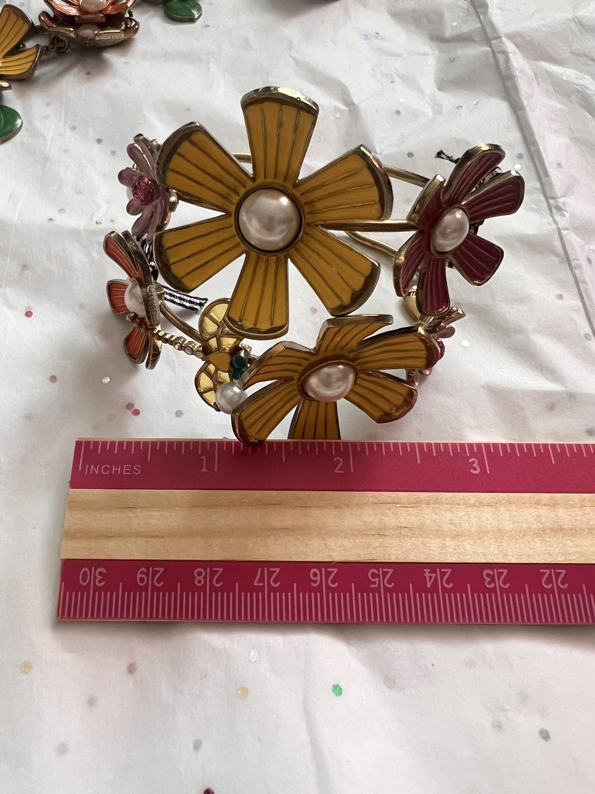 Betsey Johnson Picnic Flower Garden Necklace ring cuff bracelet set of 3