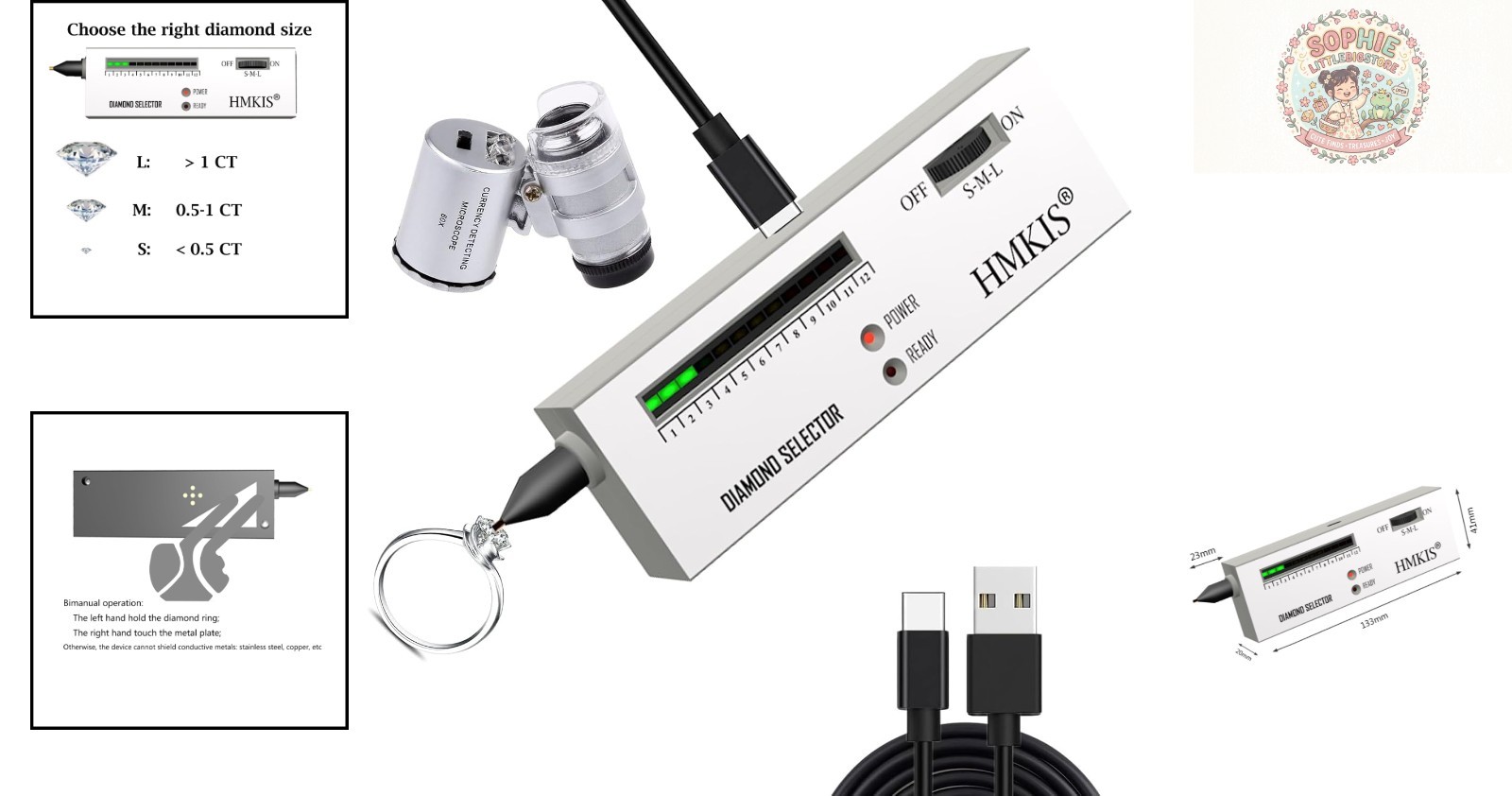 Professional Diamond Tester Pen with 60X Loupe for Accurate Gem Identification