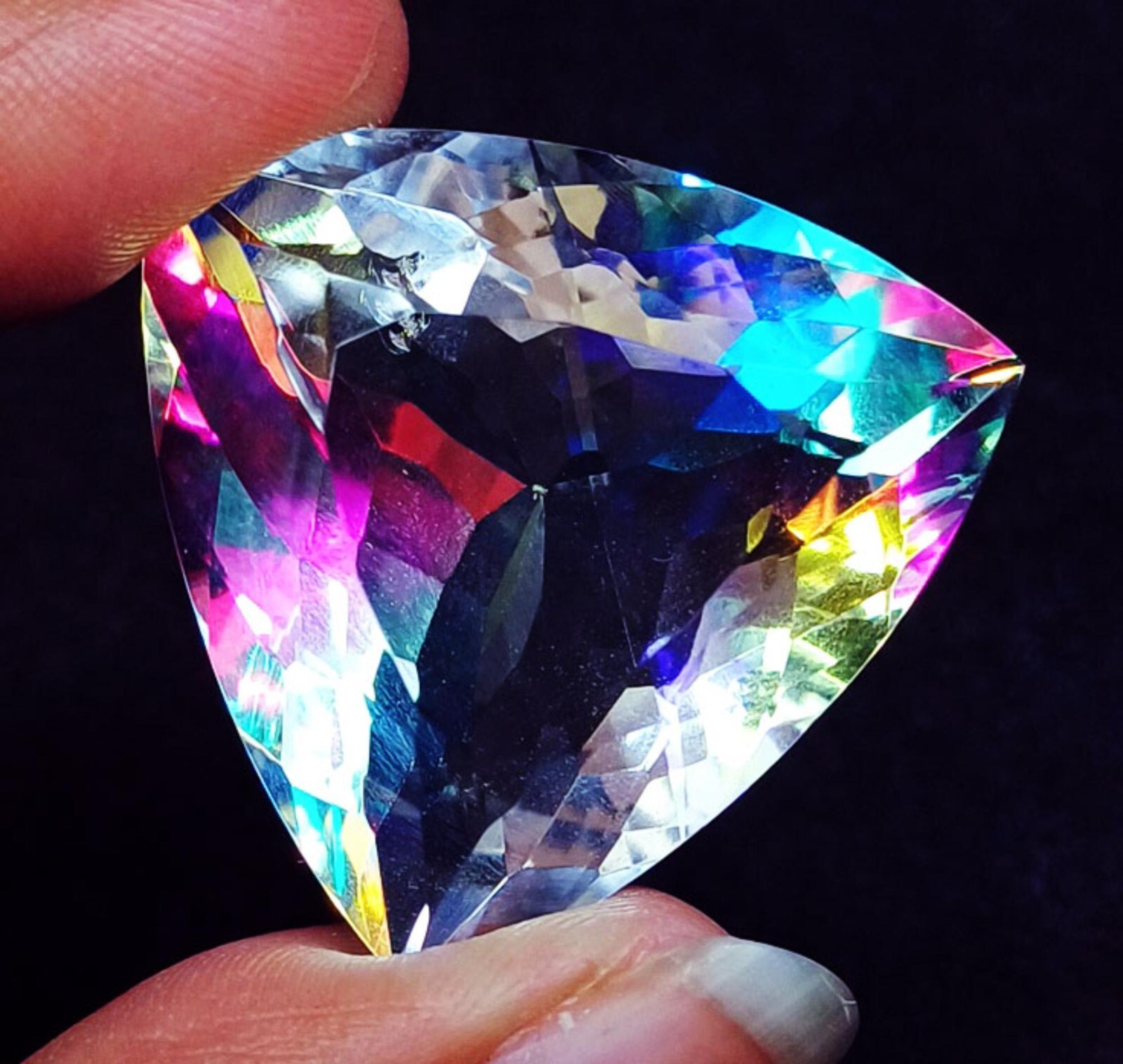 Certified Mystic Quartz Trillion Shape Loose Gemstone 55.00 Ct With Free Gift
