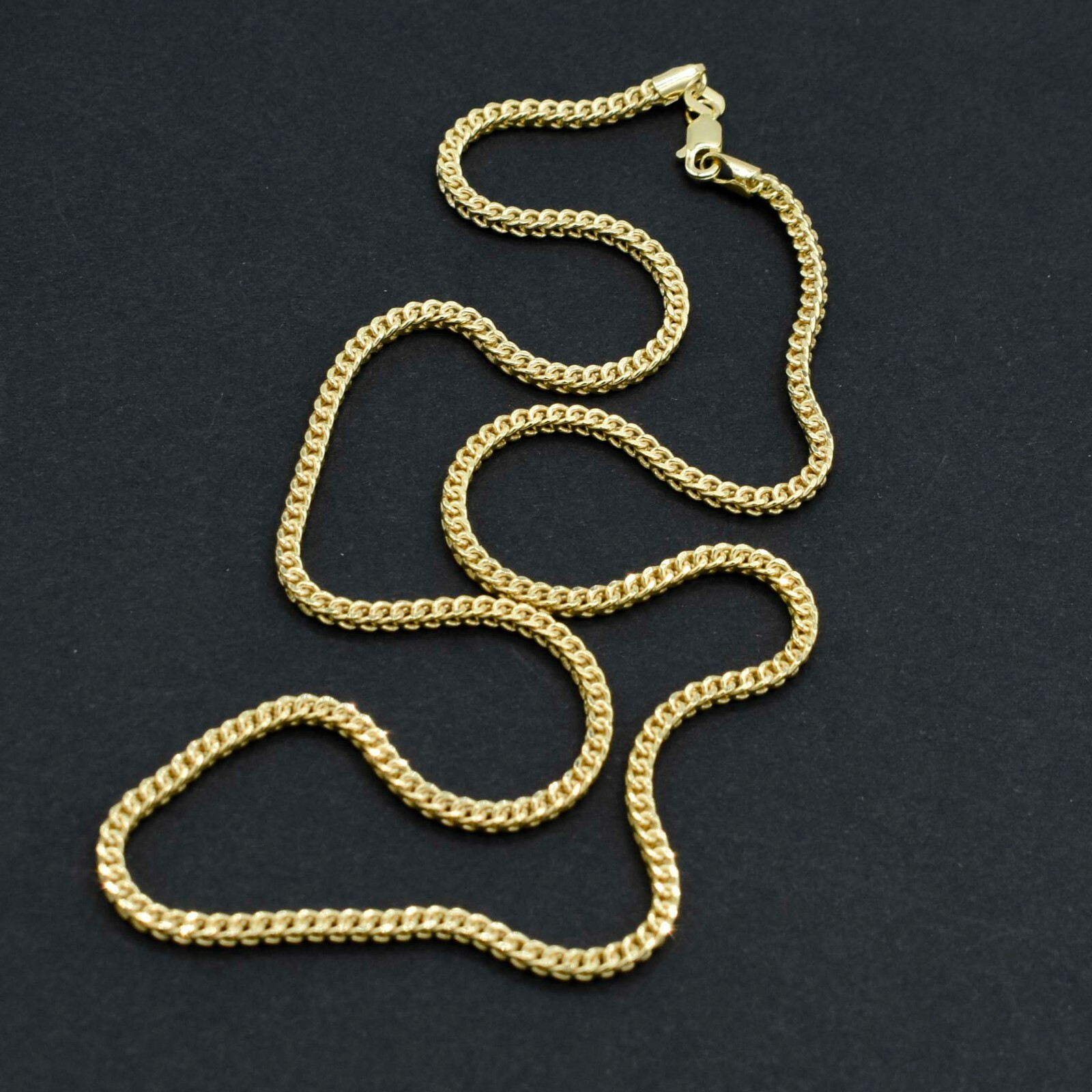 2.2mm Italian Square Franco Link Chain Necklace Real 10K Yellow Gold All Sizes