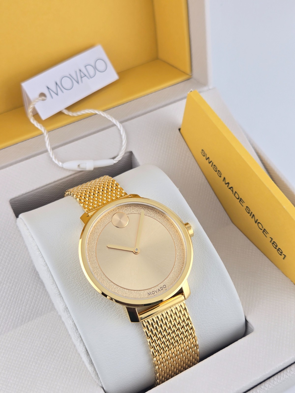 $595 MSRP | Movado Bold Women’s Gold Dial Stainless Steel Watch – 3600580
