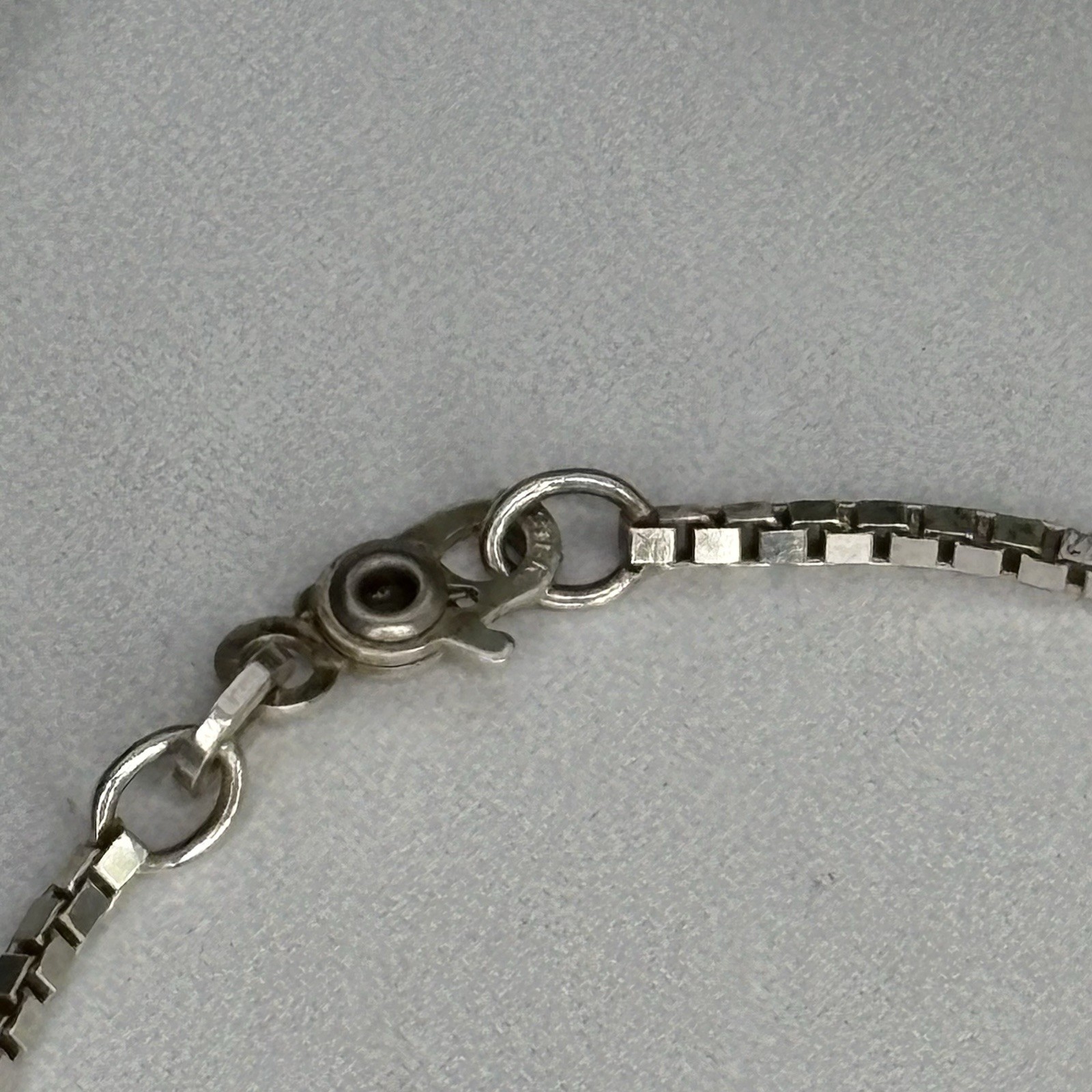 Ciani Sterling Silver 2mm Box Link Chain Bracelet Italy Scissor Clasp 6.75”
