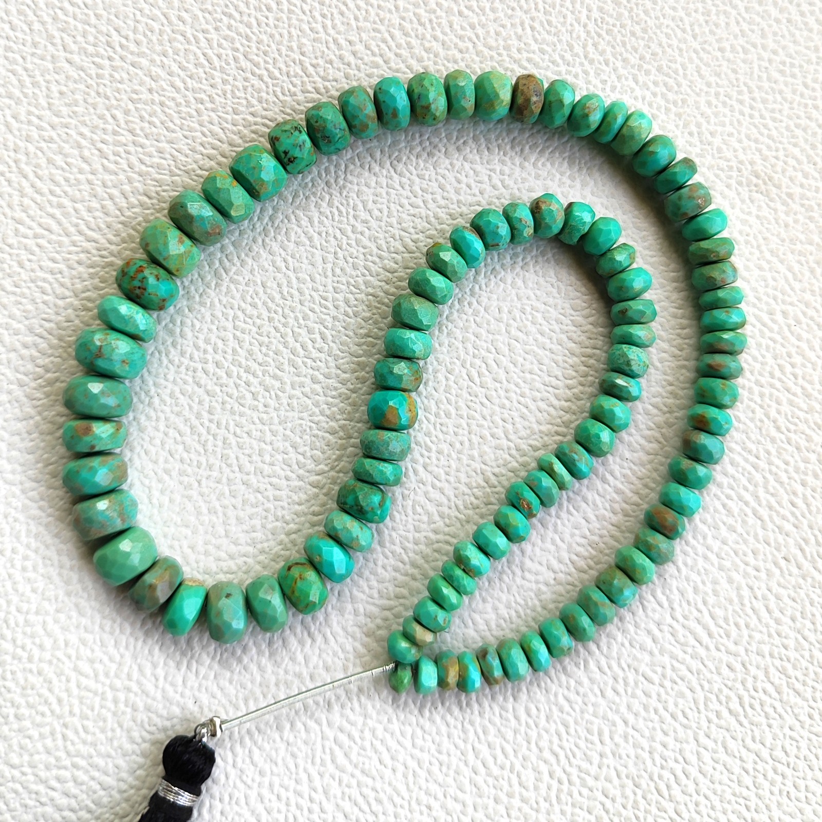 Arizona Turquoise Faceted Rondelle Shape Beads 5-8mm 14″ Strand Natural Gems