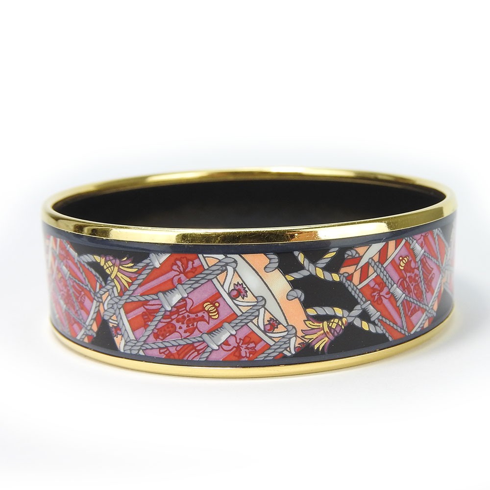 USED HERMES bracelet Emilel GM metal 36.3g multicolor black drum
