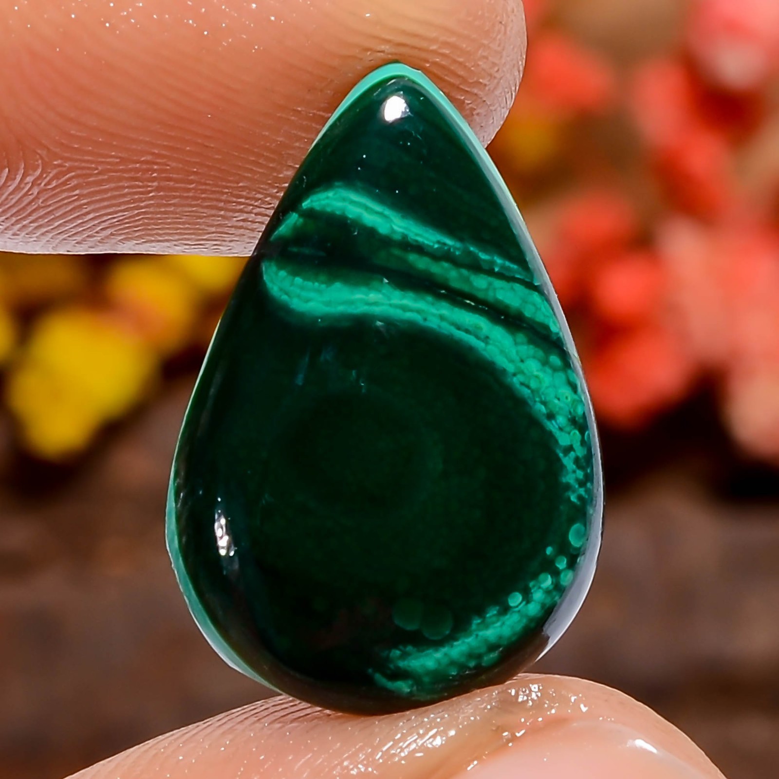 Malachite Pear 10Ct Green 19X13X2mm Stone Necklace Africa Jewelry Loose Natural