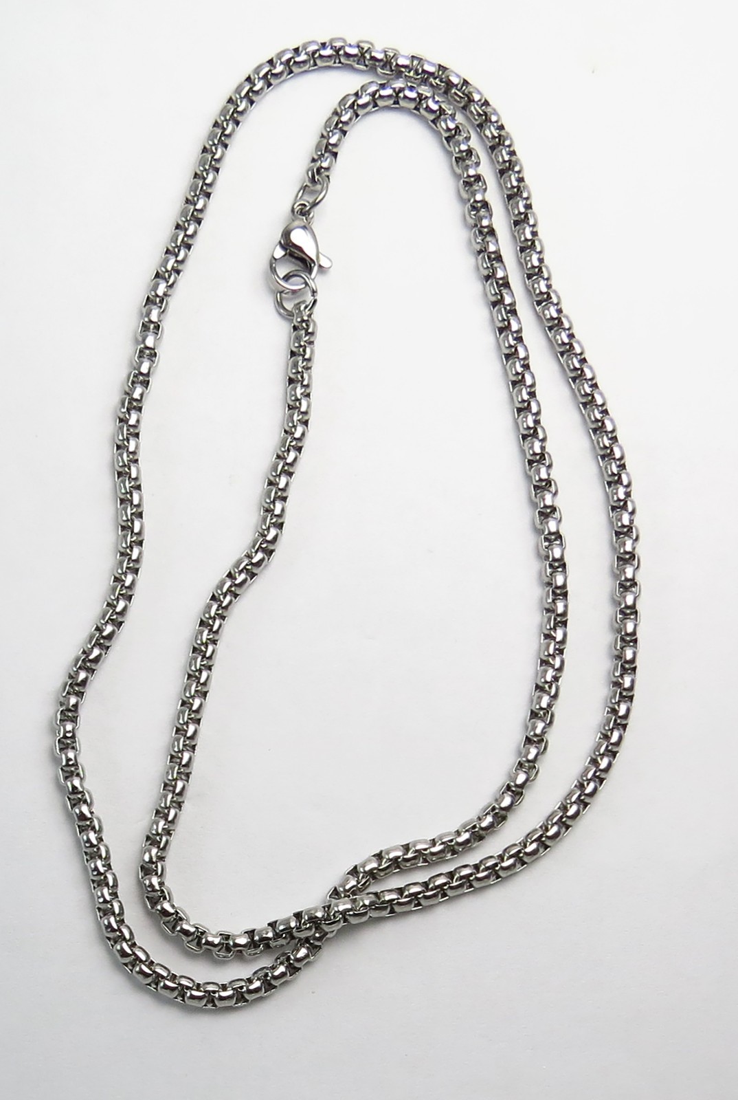 Stainless Steel Chain, Silver Tone, Box Link, Lobster Claw Clasp