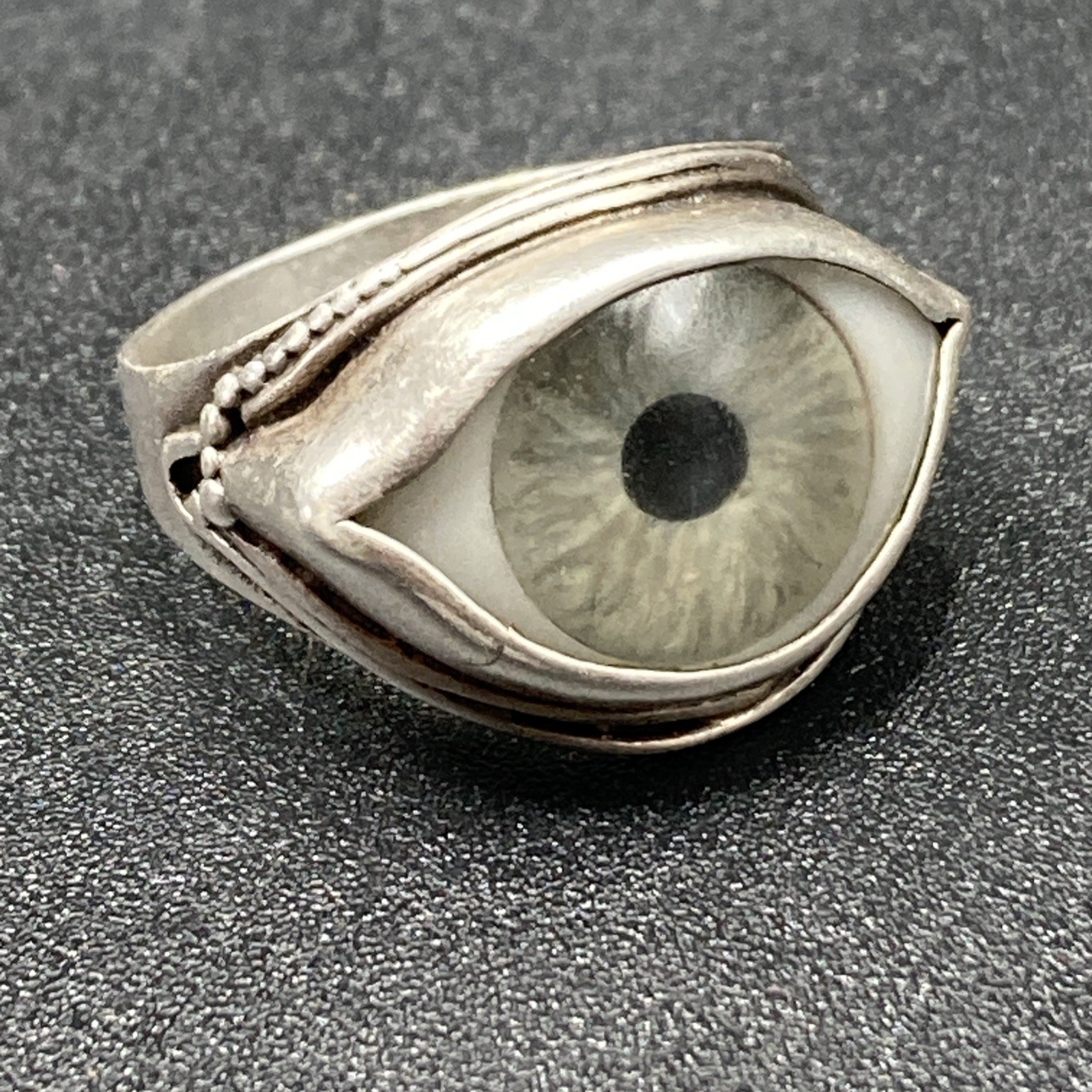 Vintage Sterling Silver 925 Eyeball Ring 7g SZ 9.5 – 1986 Made In London