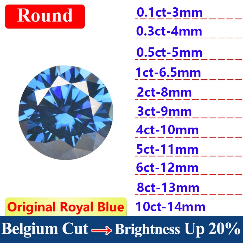 2-10CT Original Royal Blue Moissanite Stone Loose Moissanite Cushion Gemstones