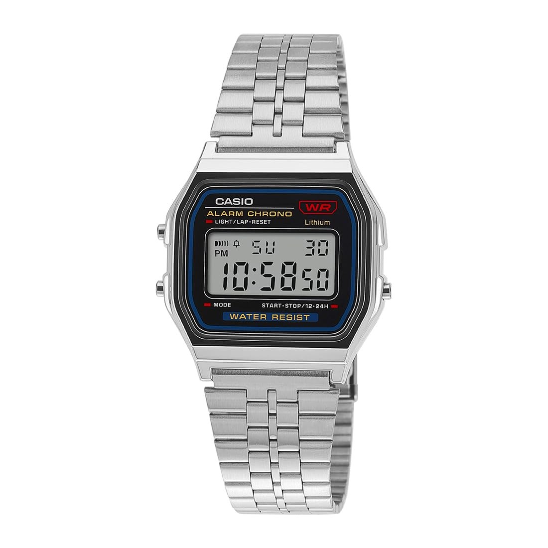 Casio Unisex Vintage A159W-N1DF Black Digital Dial Silver Stainless Steel