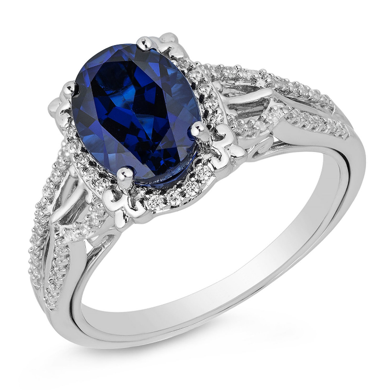 2Ct Blue Sapphire Oval Cut CZ Engagement Wedding Ring Solid 925 Sterling Silver
