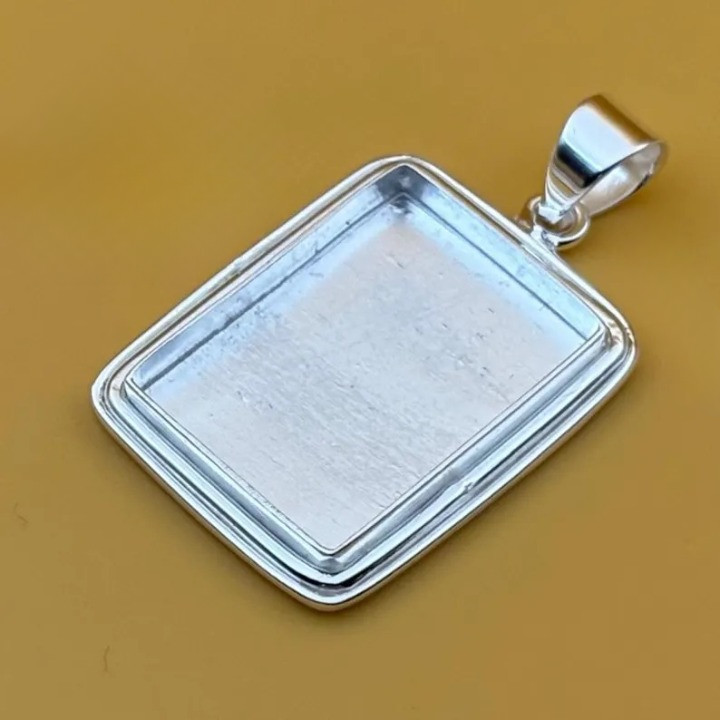 925 Sterling Silver Rectangle Bezel Pendant Blank DIY Cabochon Setting All Sizes