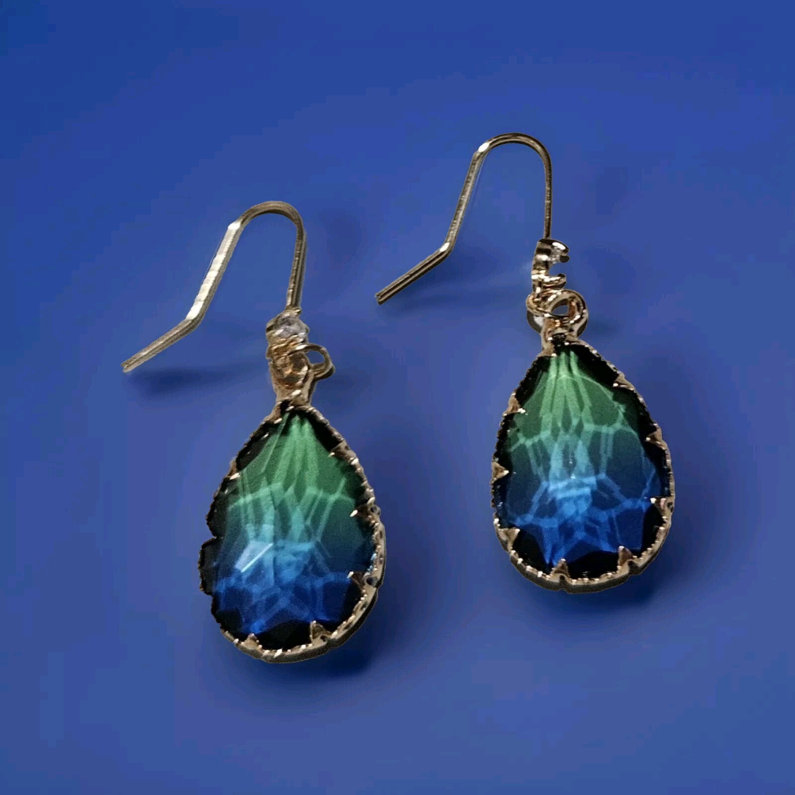 Polychrome Shiny Glass Synthetic Zircon Drop Earrings with Tempermant Hook