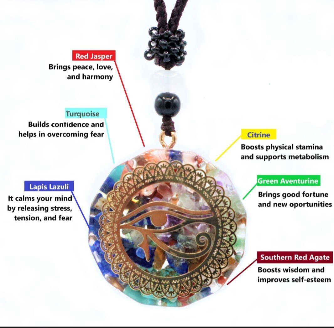 Orgonite 7 Chakra Healing Necklace EMF Protection, Meditation, Reiki