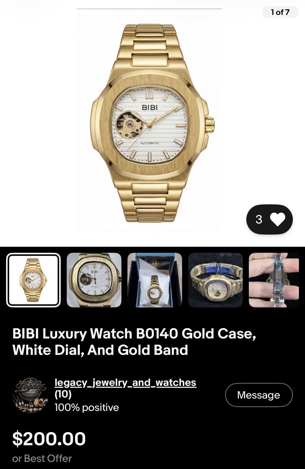 🔥 BIBI Luxury B0140 Automatic Skeleton Watch 🔥 Gold-Tone Stainless Steel Dial