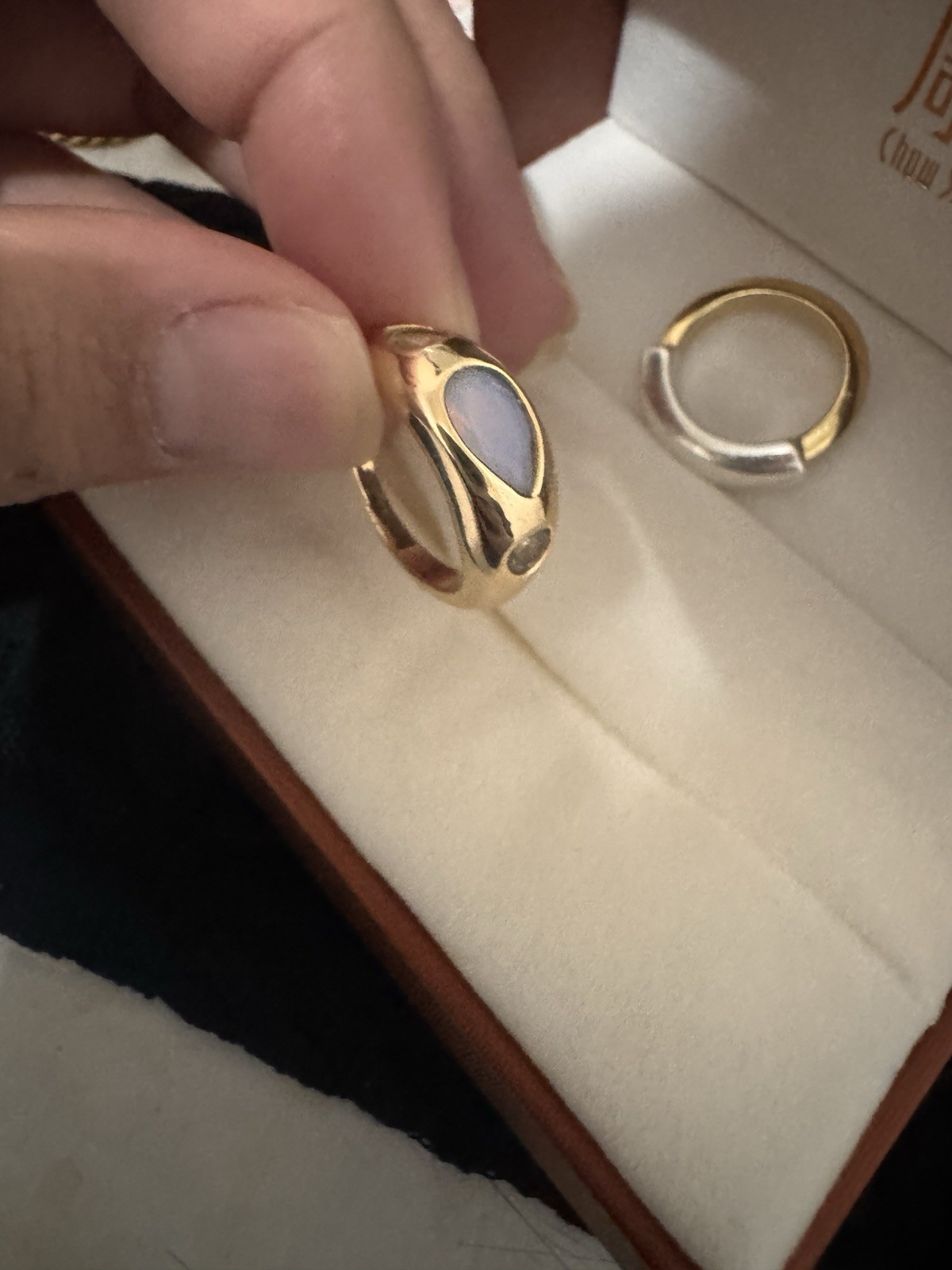 Anthropologie Women’s Pink Crystals Triad Gold Rings Statement Ring Size 6