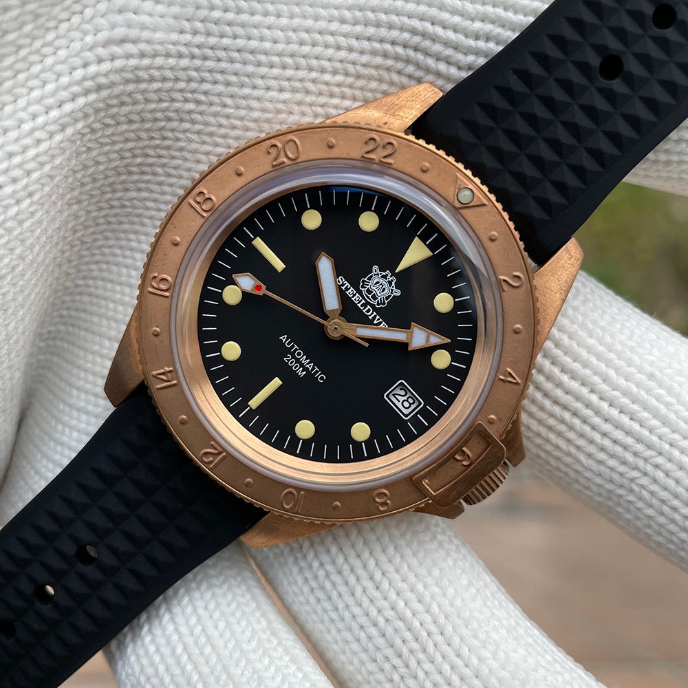 STEELDIVE SD1966S Mens Bronze 41.5mm 200M Automatic Dive Watch NH35 Sapphire