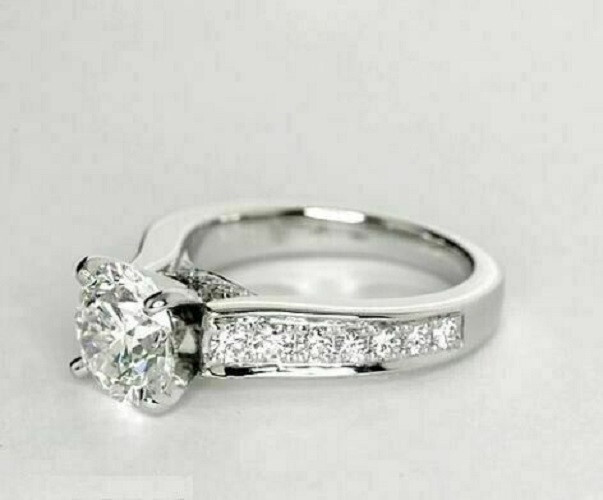 1.67Ct White Round Moissanite Engagement Wedding Ring In 935 Argentium Silver