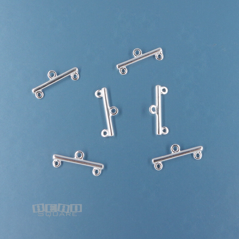 6 Solid Sterling Silver Multi 2-Strand End Bar Connectors 4.5mm x 10.9mm #44340