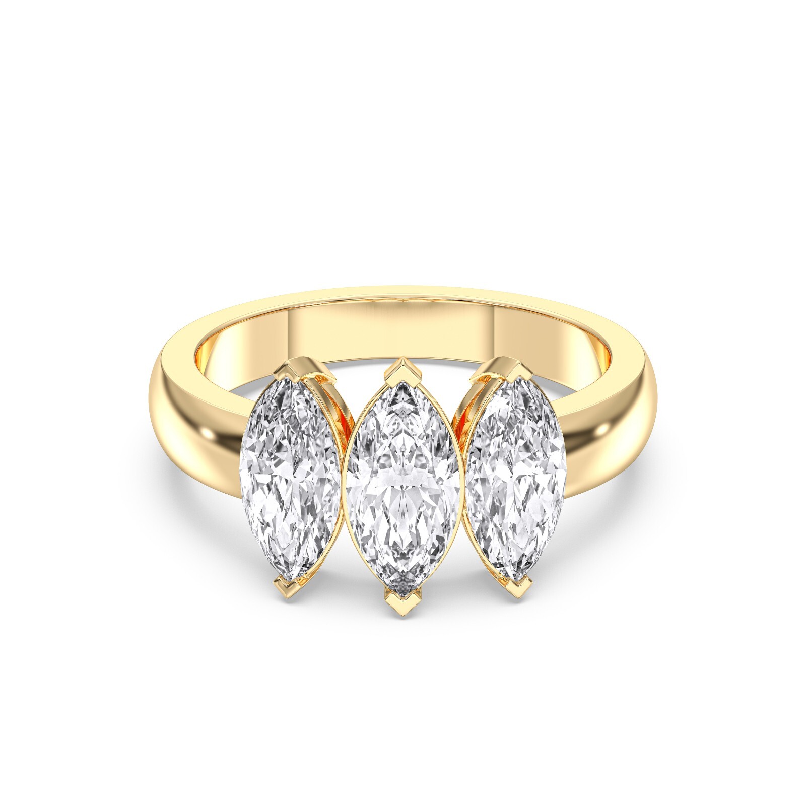 2.25 Ct Marquise Cut Moissanite Stone 3 Stone Engagement Ring in Silver For Her