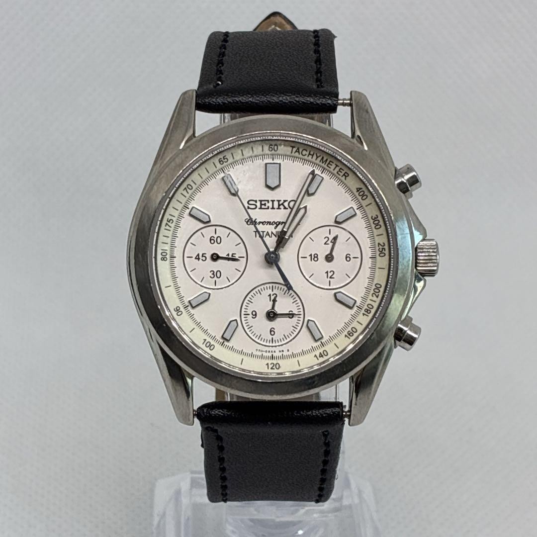 Seiko Vintage Chronograph Titanium Black Men’s Watch Japan 0713472