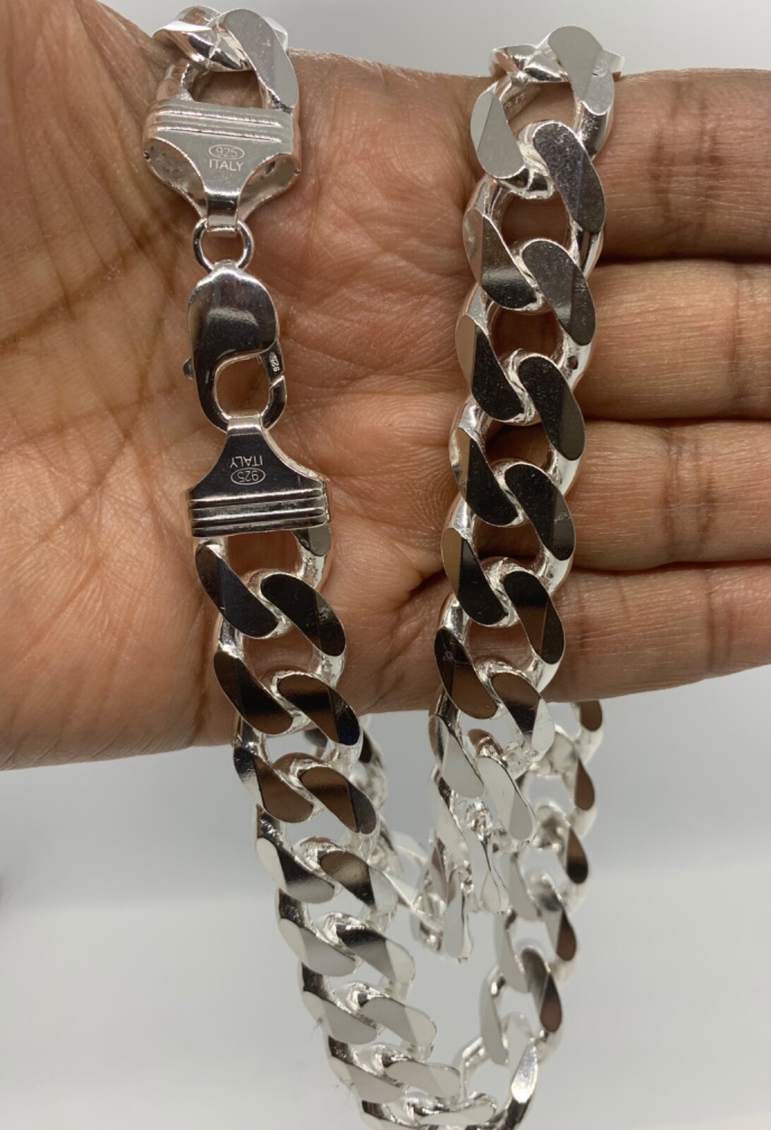 15mm Solid 925 Sterling Silver Cuban Link Chain Necklace Men 20″-30” Made Italy