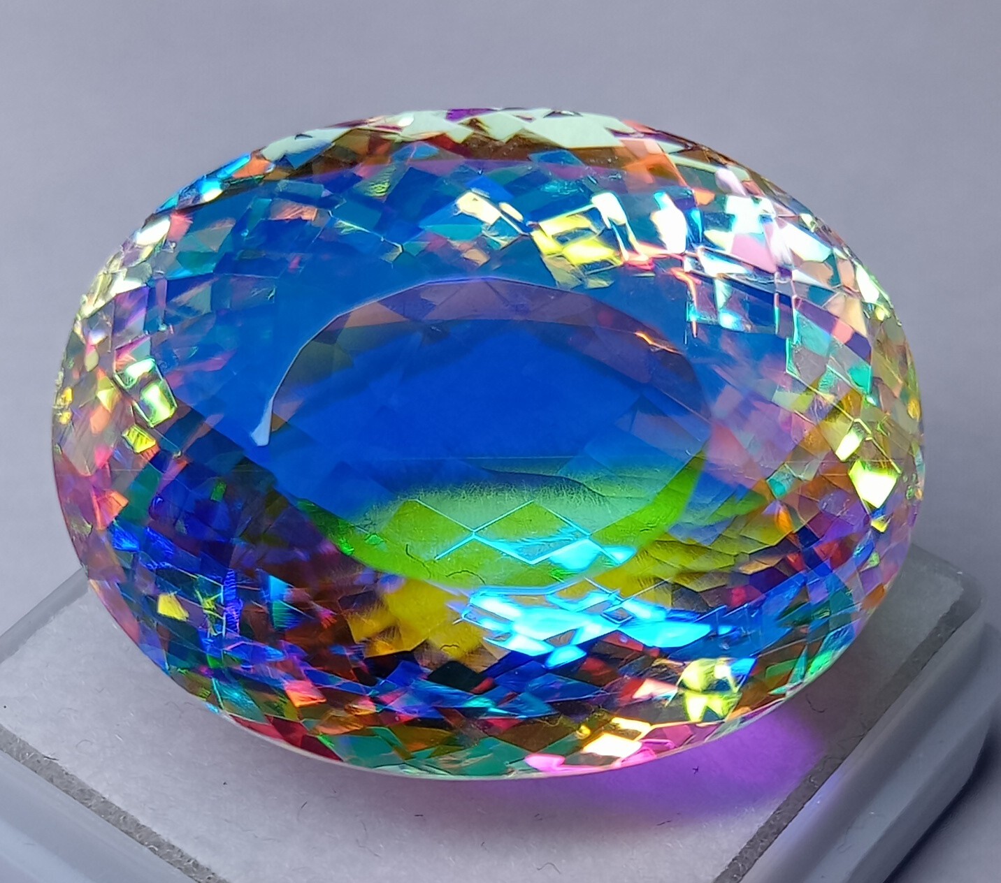 Natural Mystic Topaz Color Oval Cut Certified 69.40 Ct Rainbow Loose Gemstone
