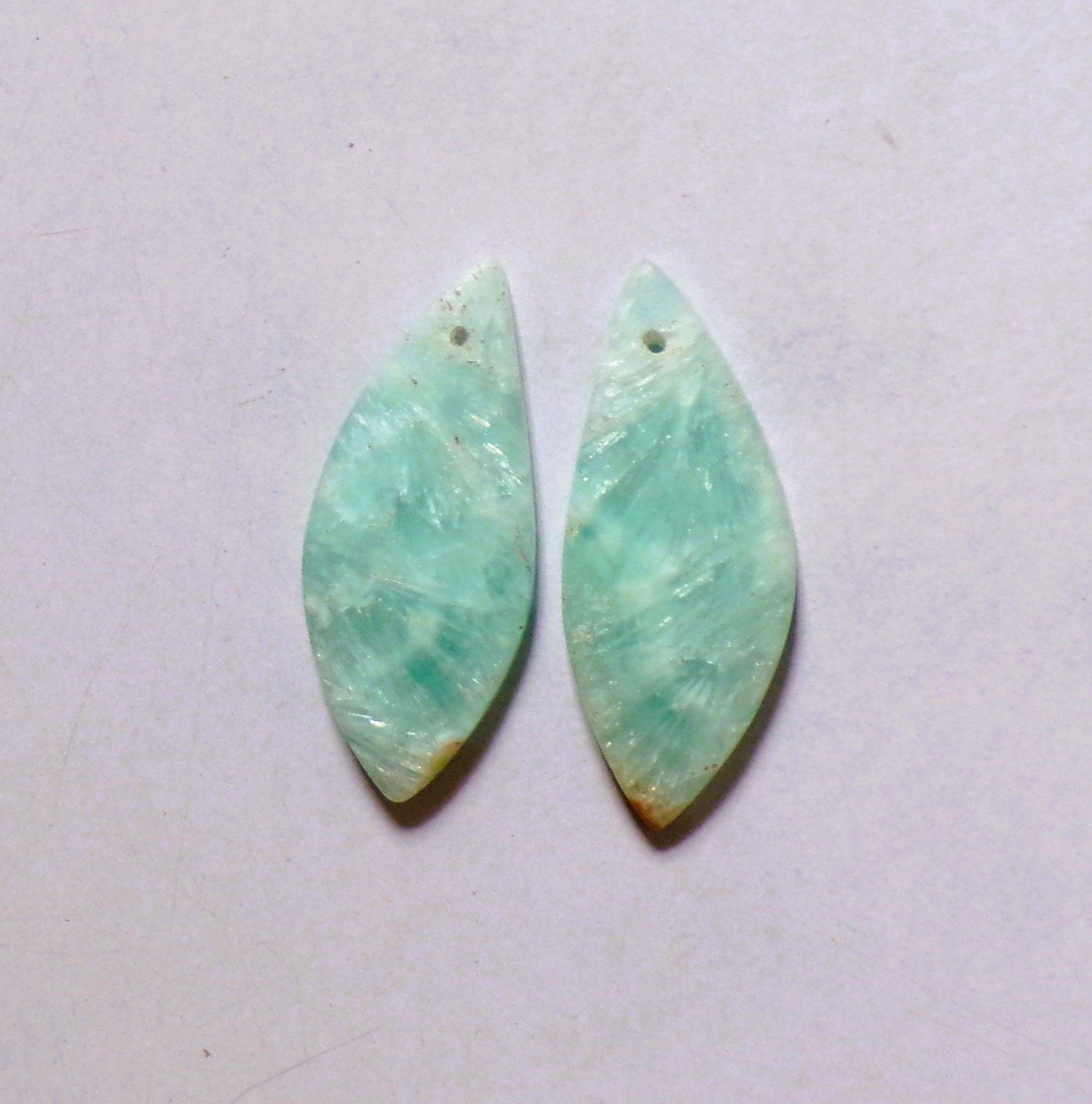 27.20 Cts Natural Blue Aragonite Drilled Match Pair Cabochon Gemstone 33X14MM 09