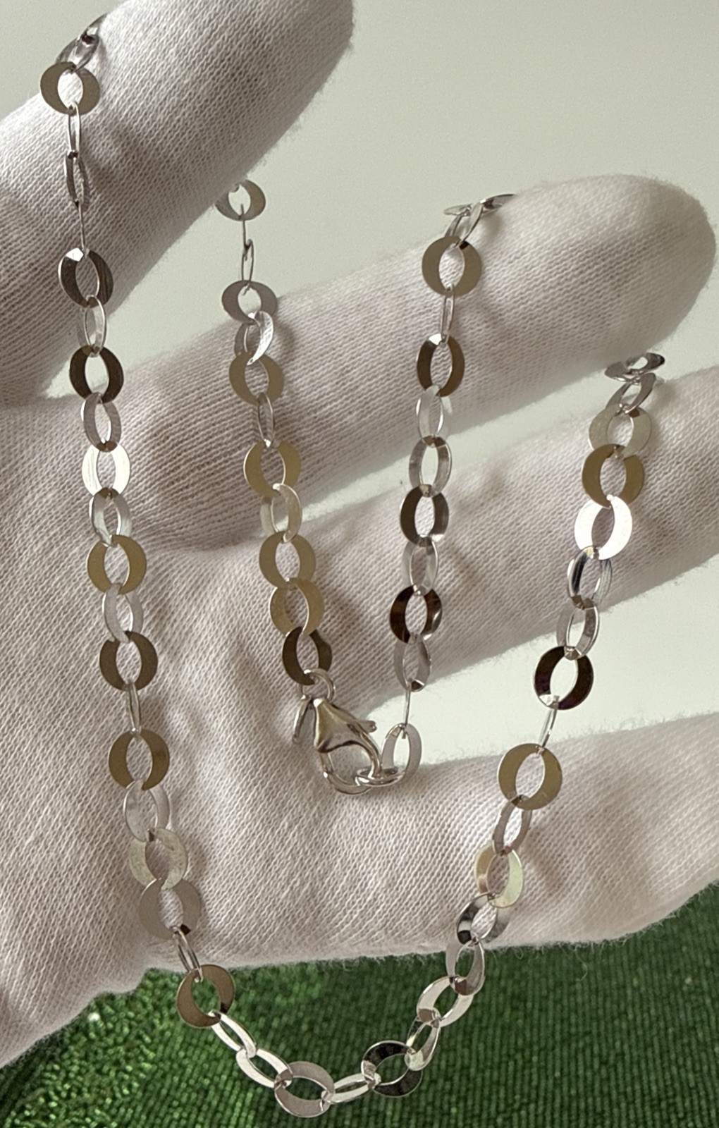 Sign Milor Bronze Italy Silver Tone Chain Necklace Oval Larger Links-16”New
