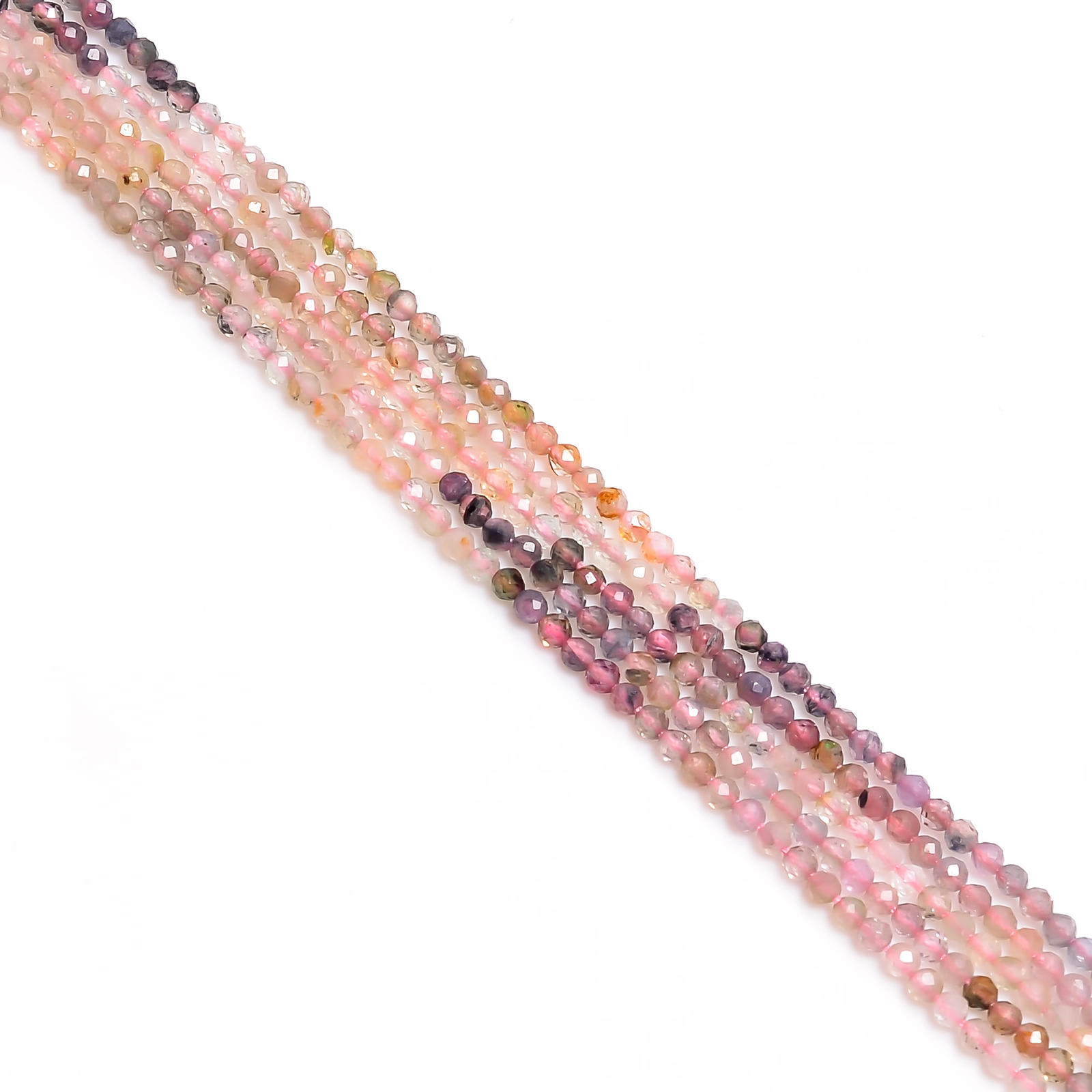 2.5mm Natural Pink Tourmaline Shaded Faceted Round Rondell Beads 33 cm Strand