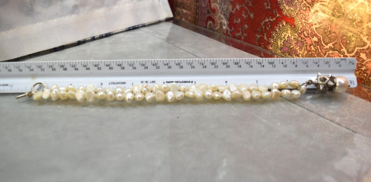 Vintage Sterling 14.2 mm South Sea cultured Pearl & Fresh water pearl necklace