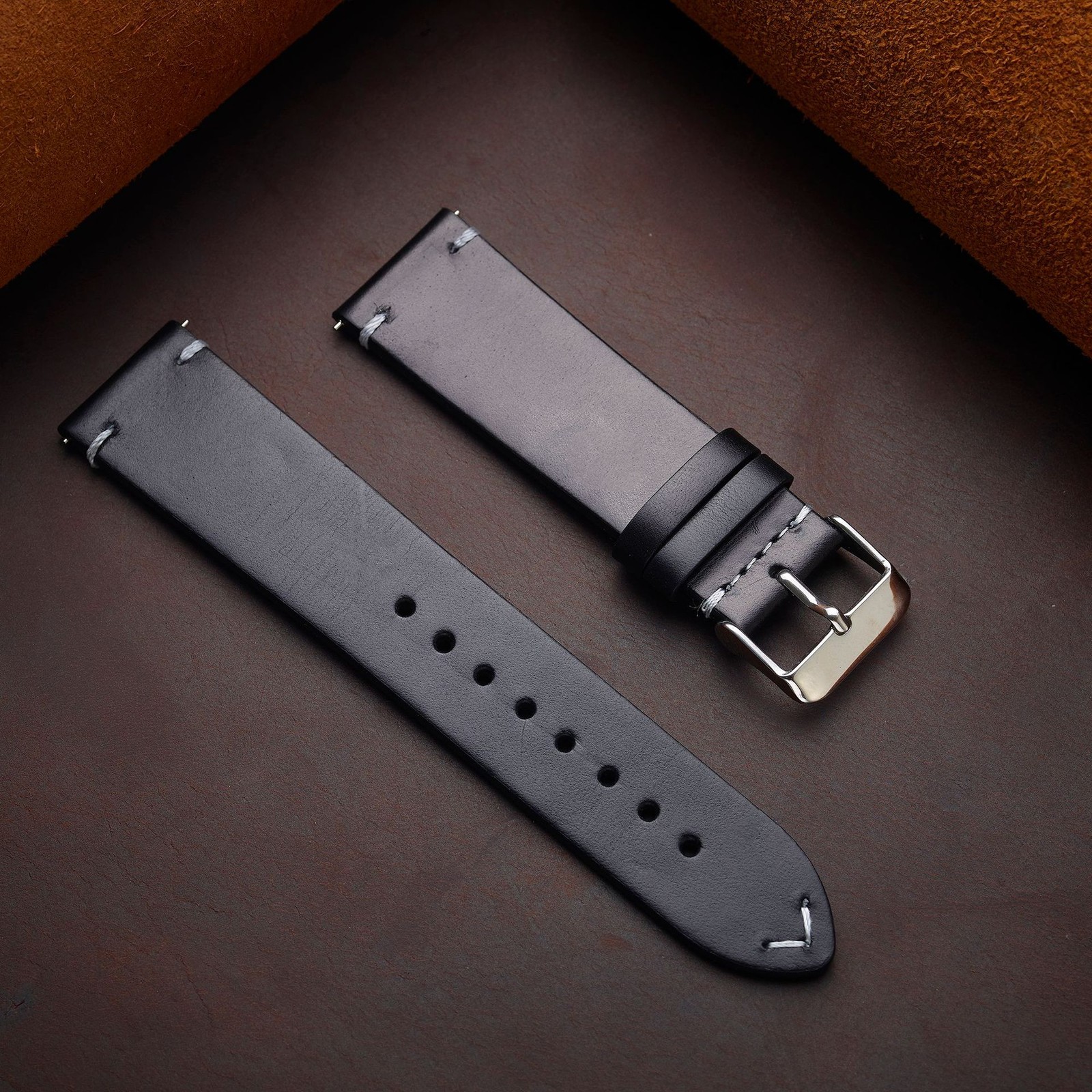 High Quality Retro Wax Cowhide Watch Strap Genuine Leather Wristband 18mm-24mm