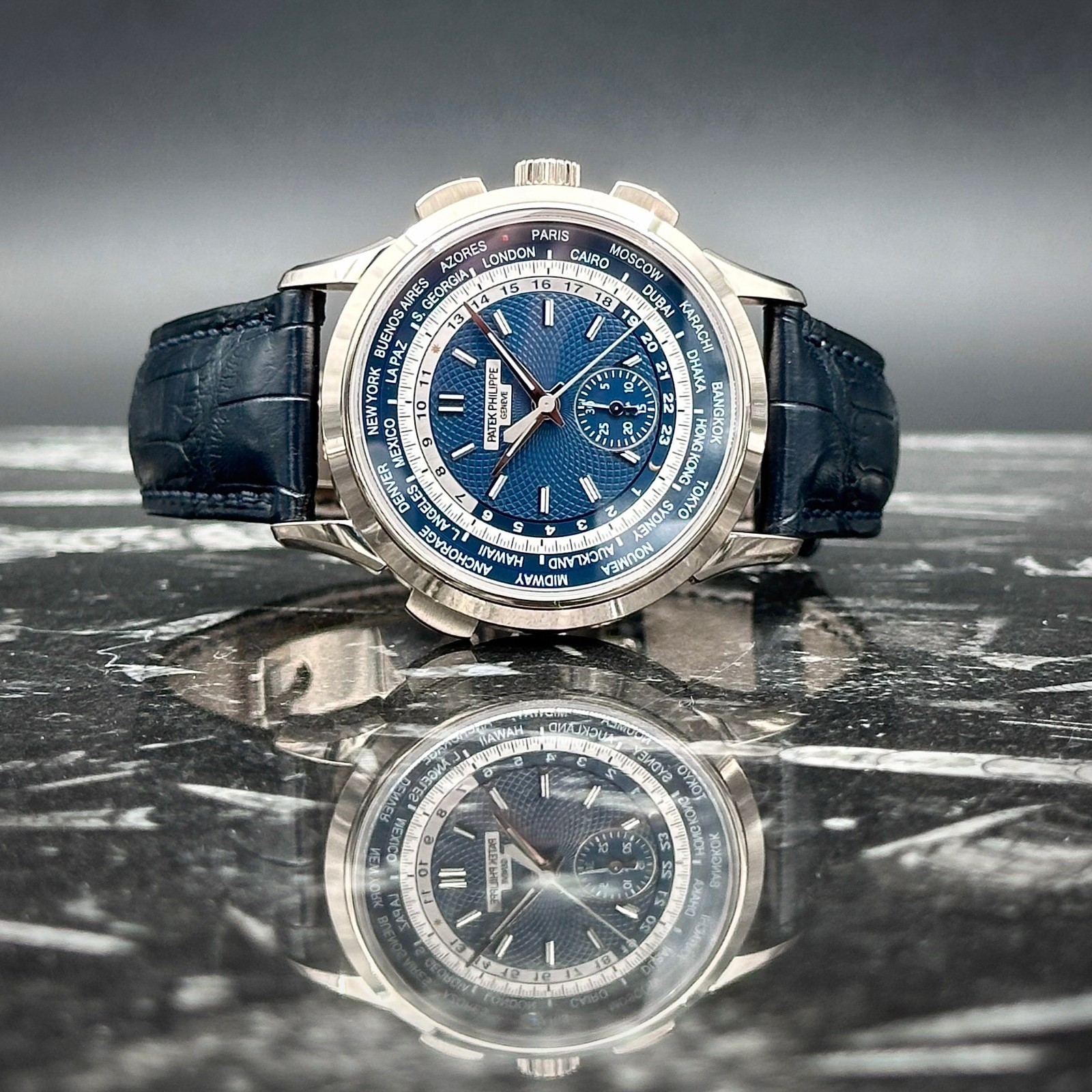 Patek Philippe World Time Flyback Chronograph 5930G White Gold Complete 39.5mm