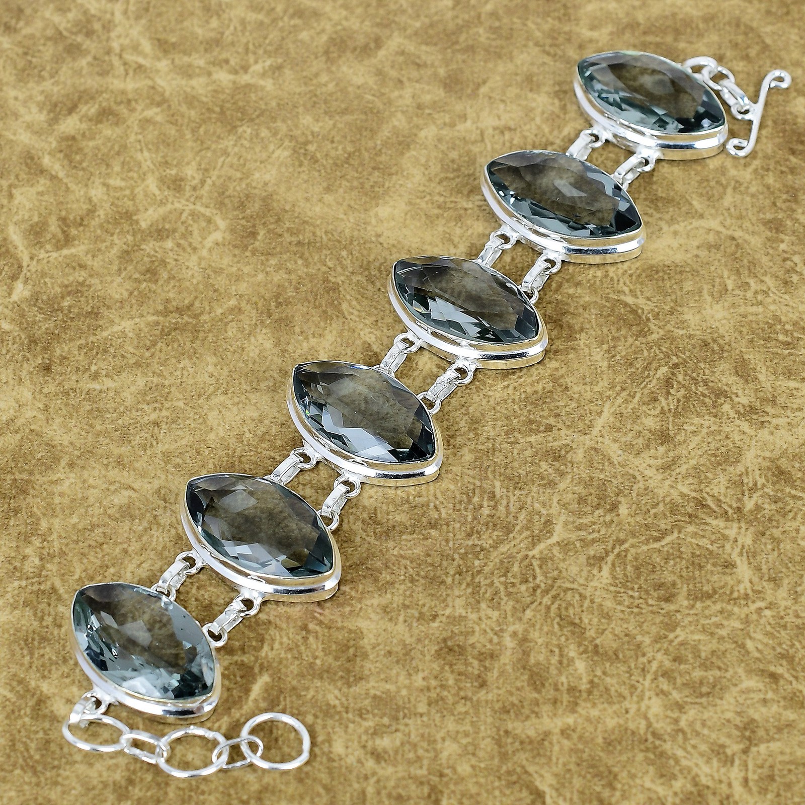 Natural Alexandrite Gemstone Bracelet 925 Sterling Silver Gift Marquise Jewelry