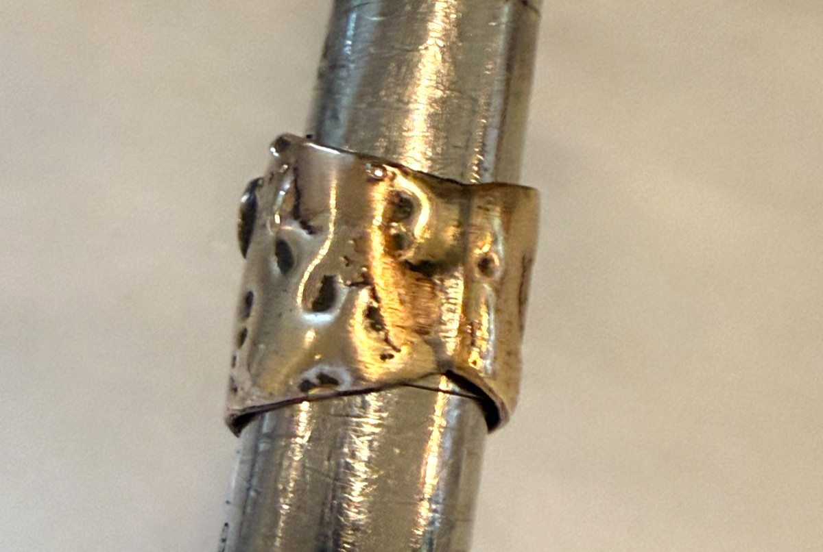 JILL HERLANDS Double Trouble Ring 14K Gold Plate Moissanite Handcrafted Sz 7/7.5