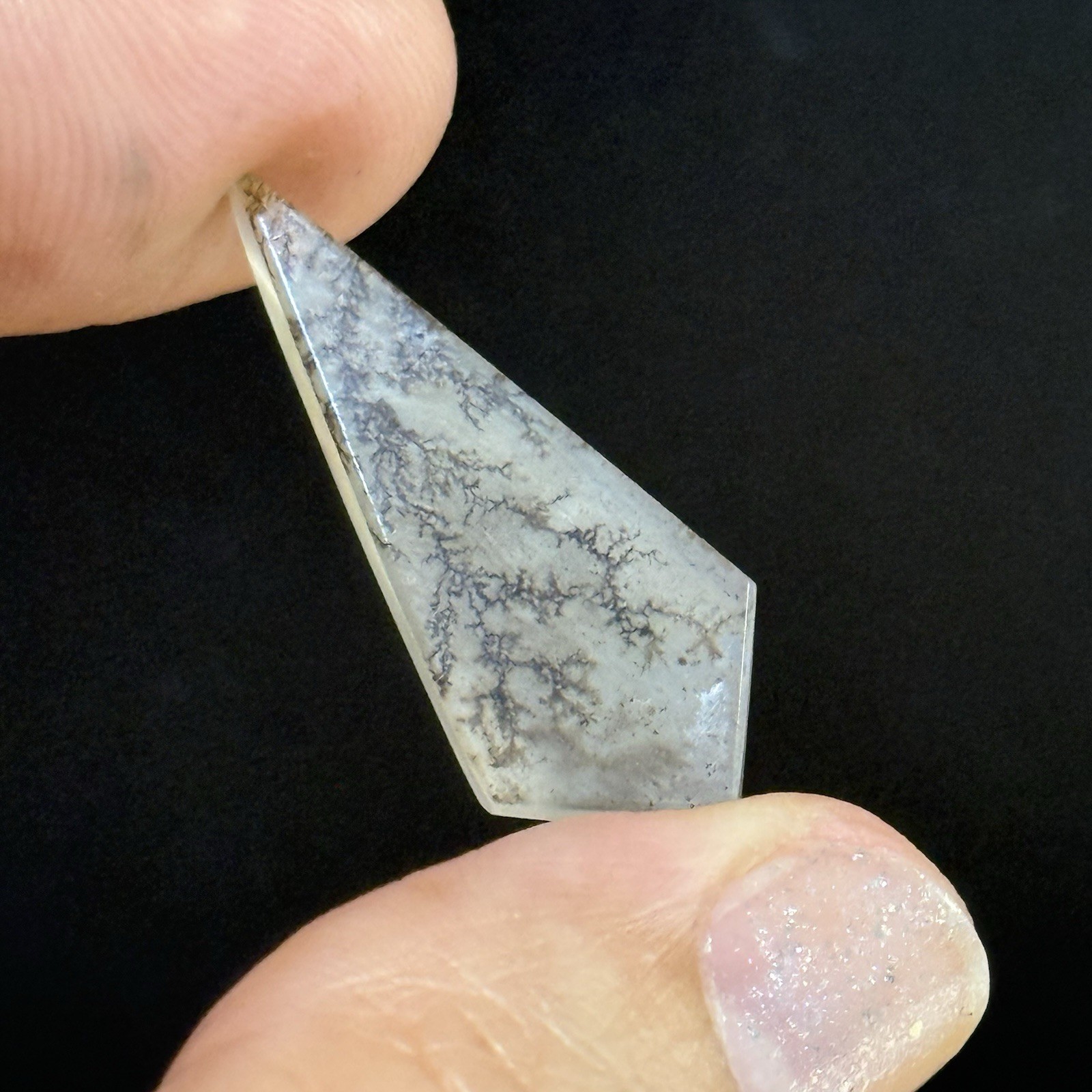 5.4ct 30x13x2mm Fine Dendritic Agate Kite Shape Cabochon Loose Picture Stone