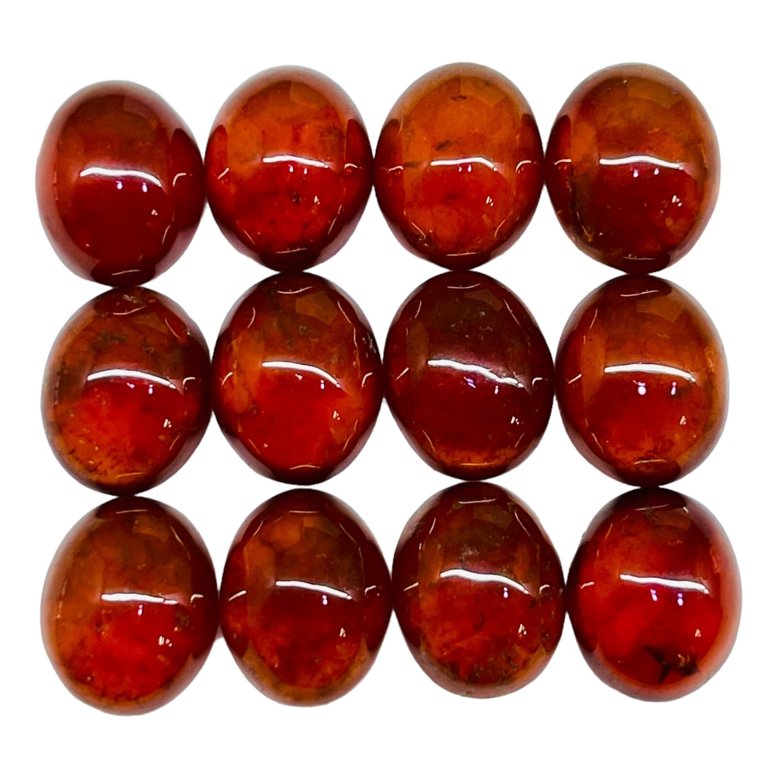 12 Pcs Natural Hessonite Garnet 11x9mm Oval Untreated Loose Untreated Gemstones
