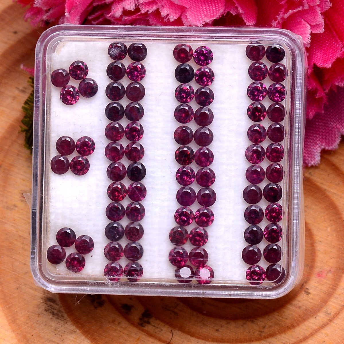 84 Pcs Natural Rhodolite Garnet 2.70mm Round Sparkling Huge Loose Gemstones Lot