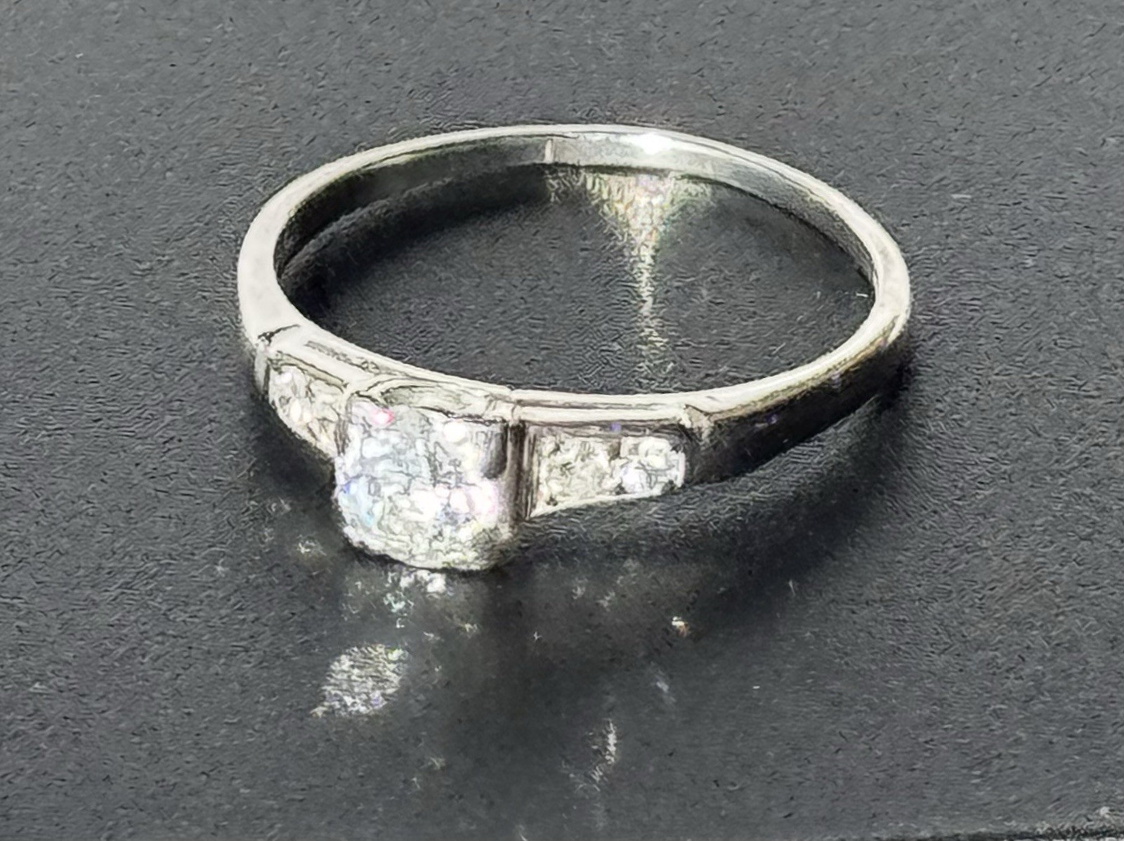Antique 900 Platinum Victorian Old Mine Cut Diamond Solitaire Ring 0.57 ctw