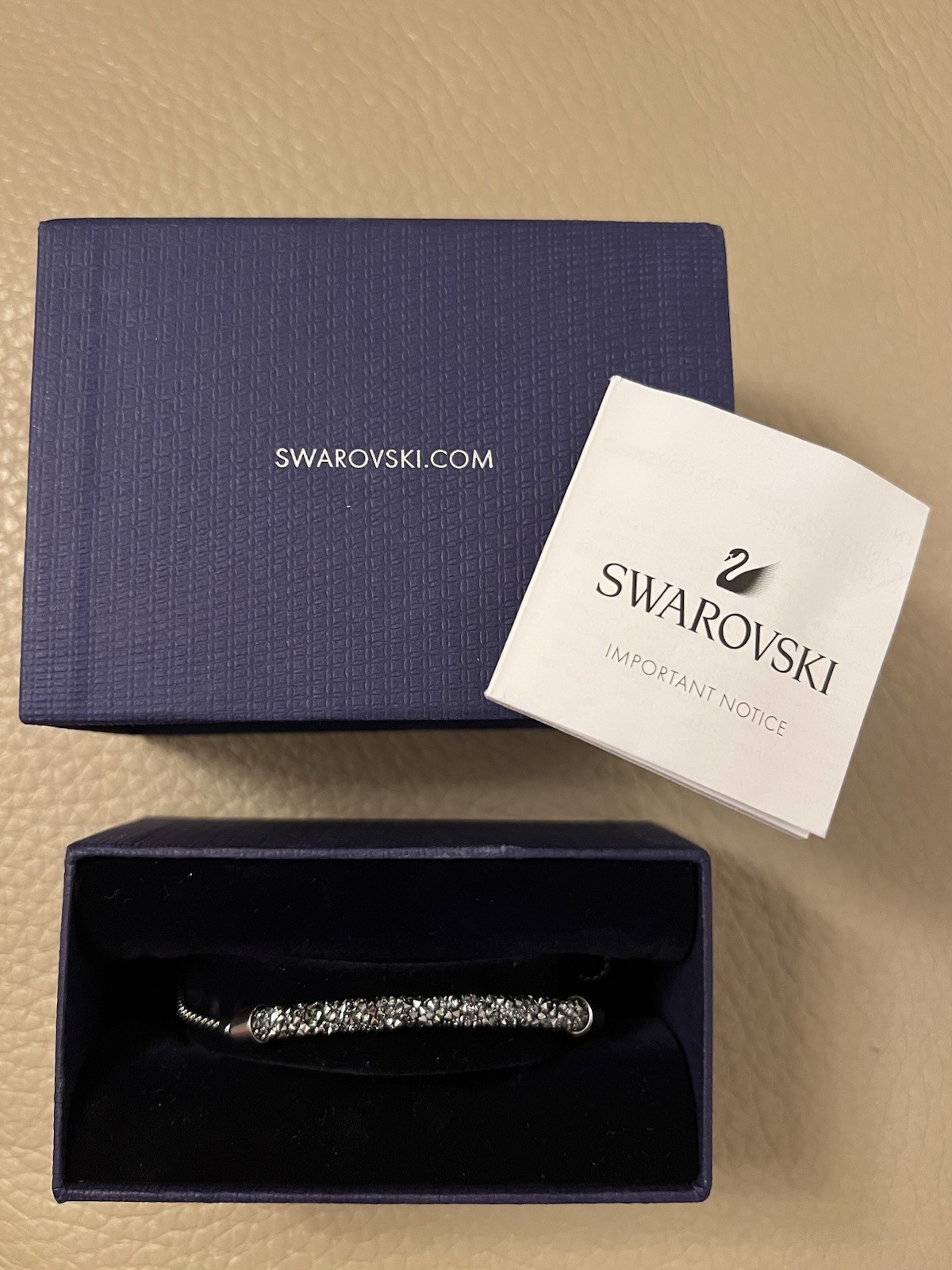 Swarovski Crystal Bracelet Long Beach Adjustable Grey Stainless Steel 5528446