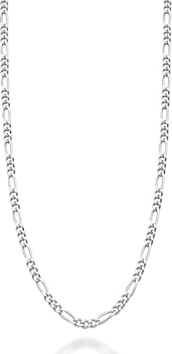 “Collar Cadena Eslabones Figaro De Plata Esterlina Italiana 925 Solida De 2.3 Mm