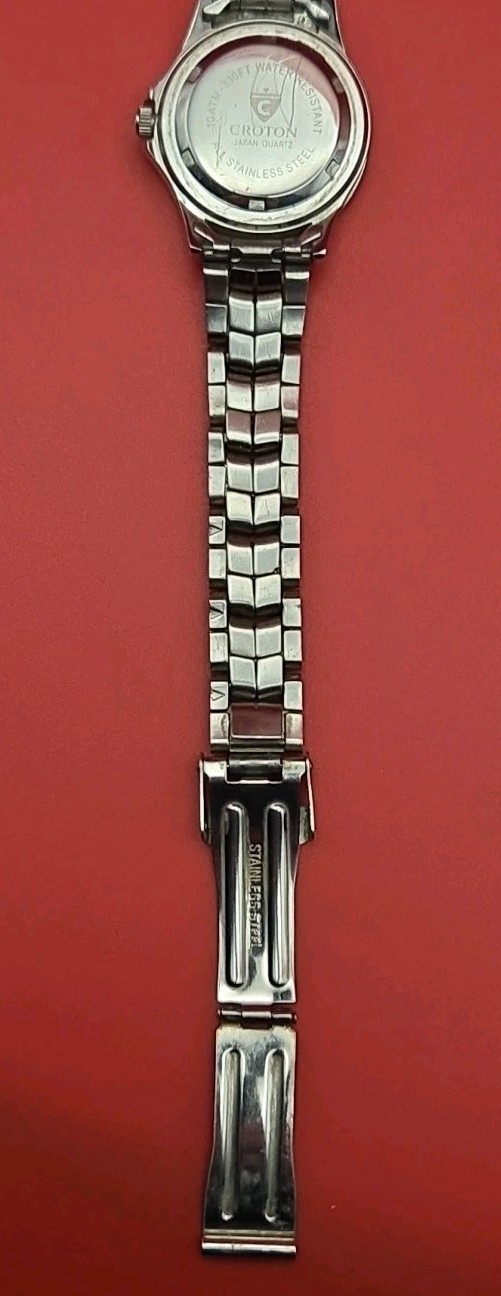 Croton 28mm All Stainless Steel Blue Dial Pepsi Red Blue Bezel Jpan Quartz Watch