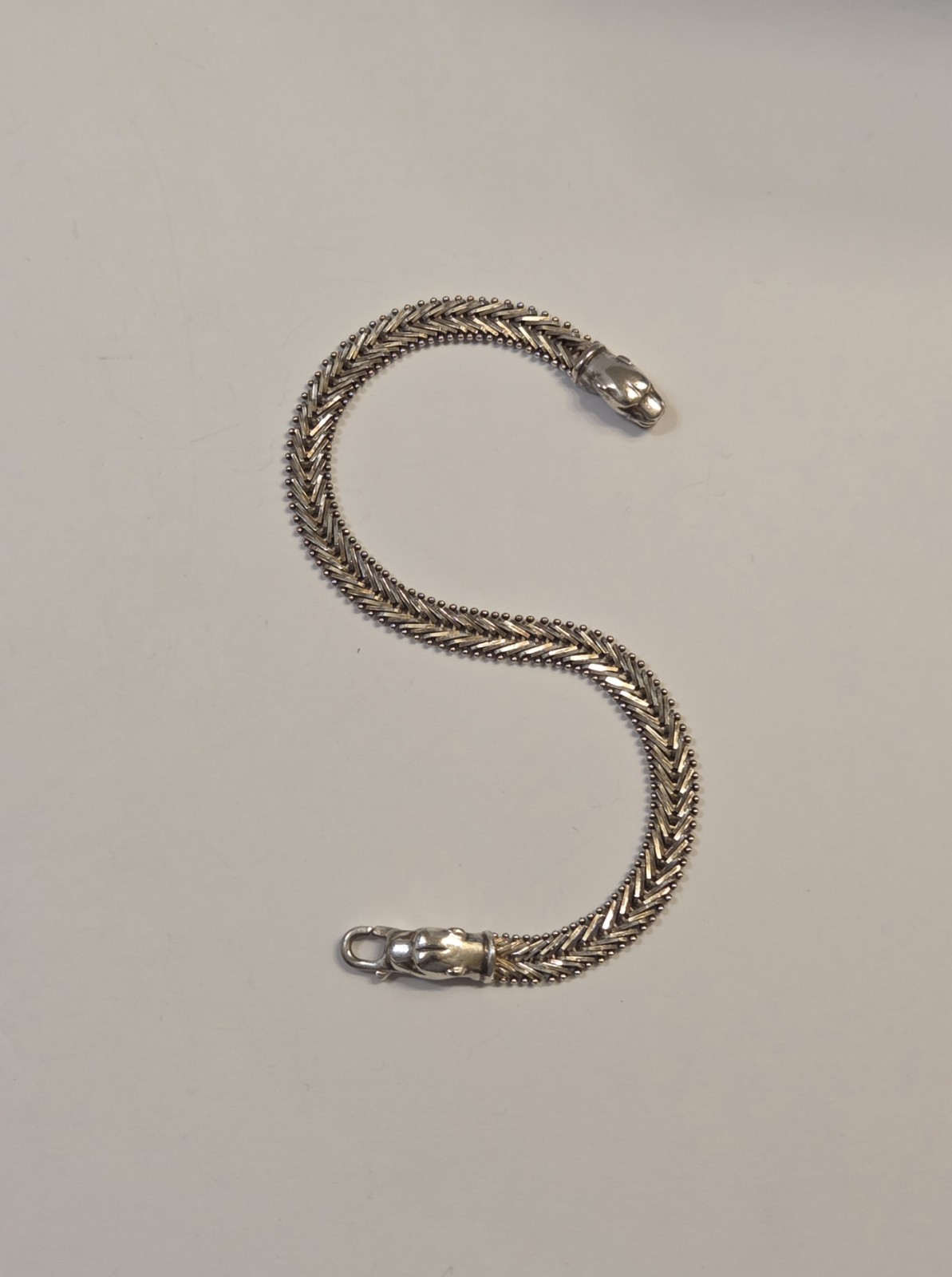 Vintage Milor Sterling Silver Italian Panther Puma Heads Bracelet 8.75″