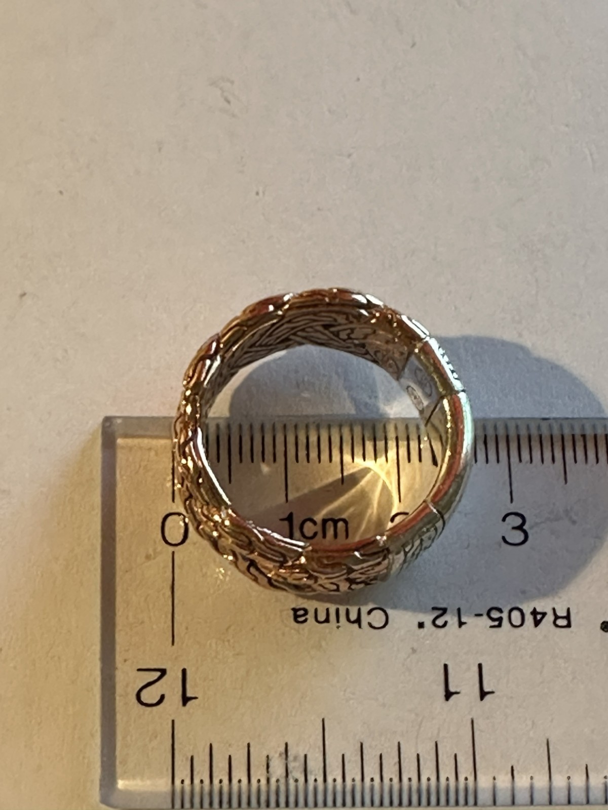 John Hardy Bronze Twist & Weave Pattern Ring (Silver Bottom) – Sz 10, Never Worn